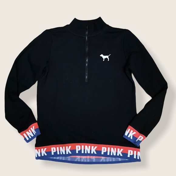 PINK Victoria's Secret Tops - PINK black perfect quarter zip sweatshirt